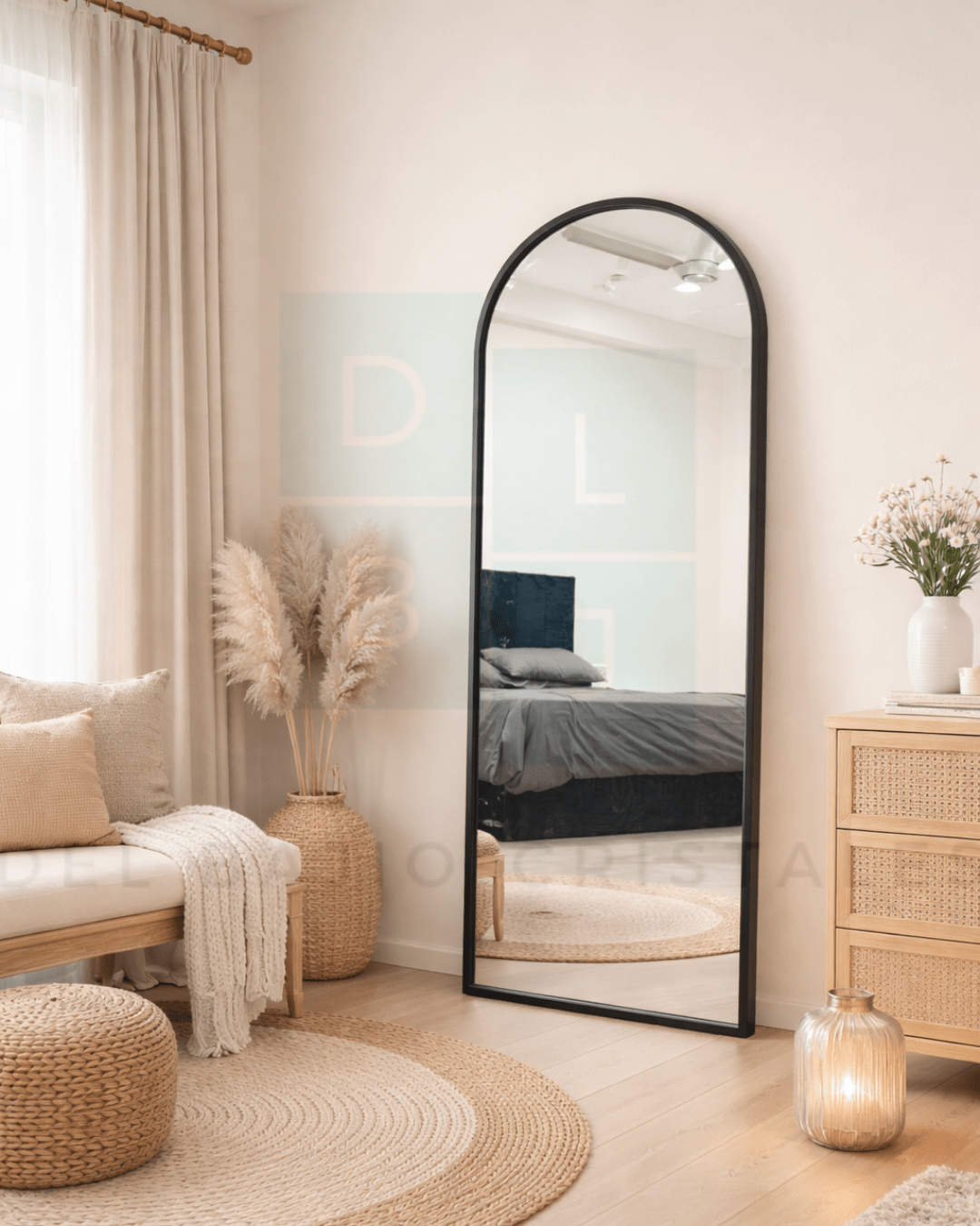 Espejo Arqueado Cuerpo Completo Marco en Herrería 180cm x 50cm