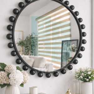 Espejo Circular Marco En Herrería Esferas Decorativas 80cm de diametro
