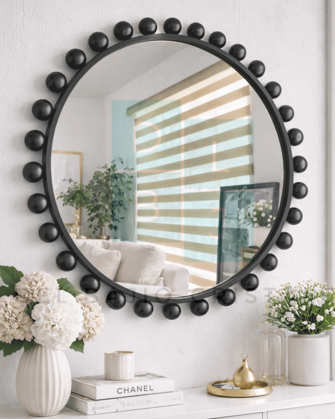 Espejo Circular Marco En Herrería Esferas Decorativas 80cm de diametro