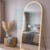 Espejo Arqueado Marco en Herrería Pie De Apoyo 180cm x 80cm Con Luz Led Neón