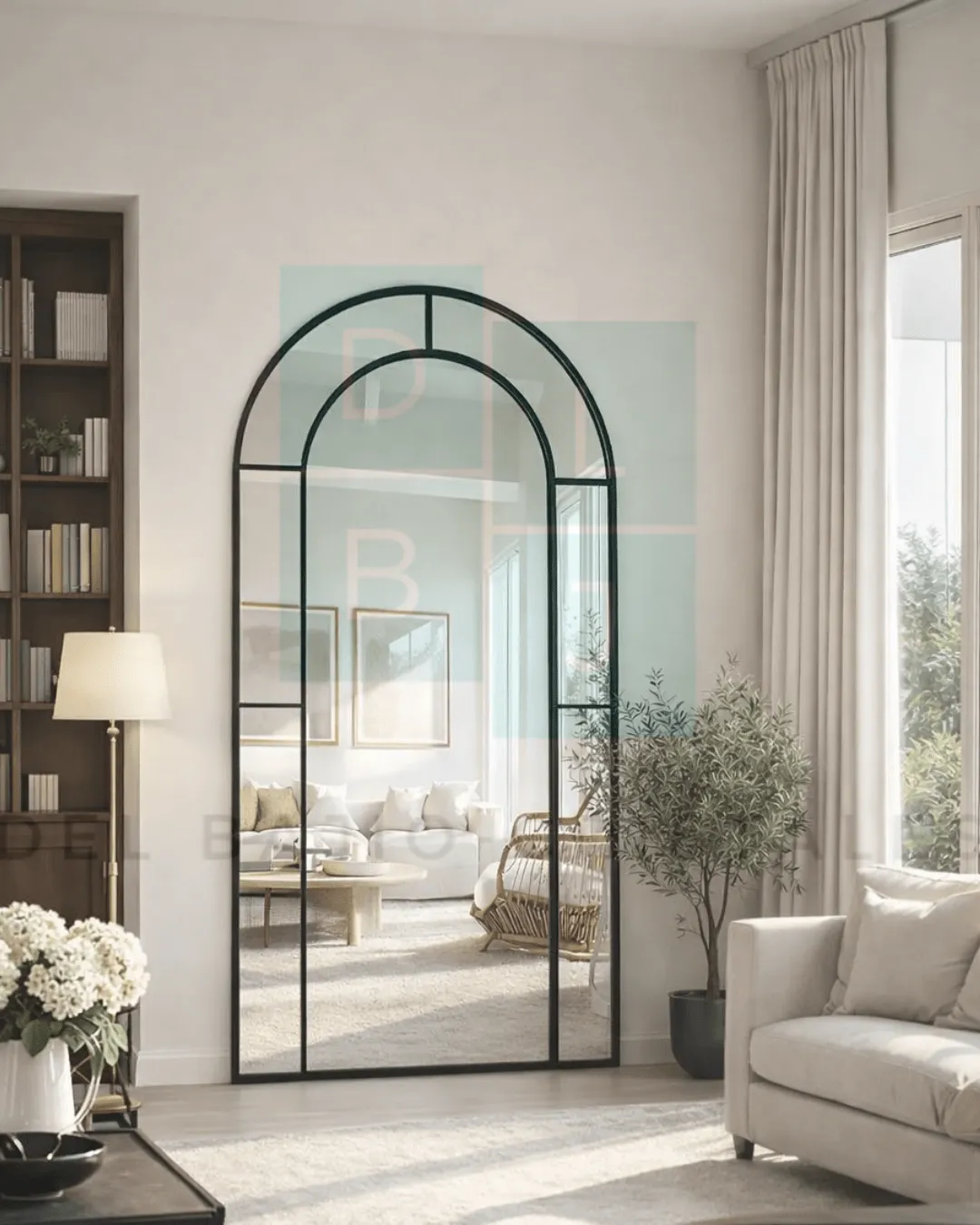 Espejo Diseño Ventana Marco de Hierro 180x100cm