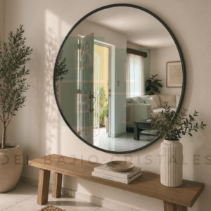 Espejo Circular Marco En Herrería 120cm De Diámetro