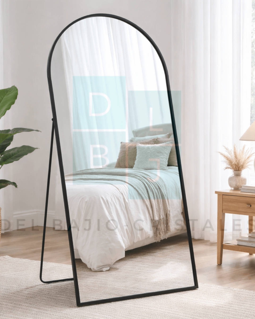 Espejo Arqueado Cuerpo Completo Marco En Herrería 180cm x 90cm Con Pie De Apoyo