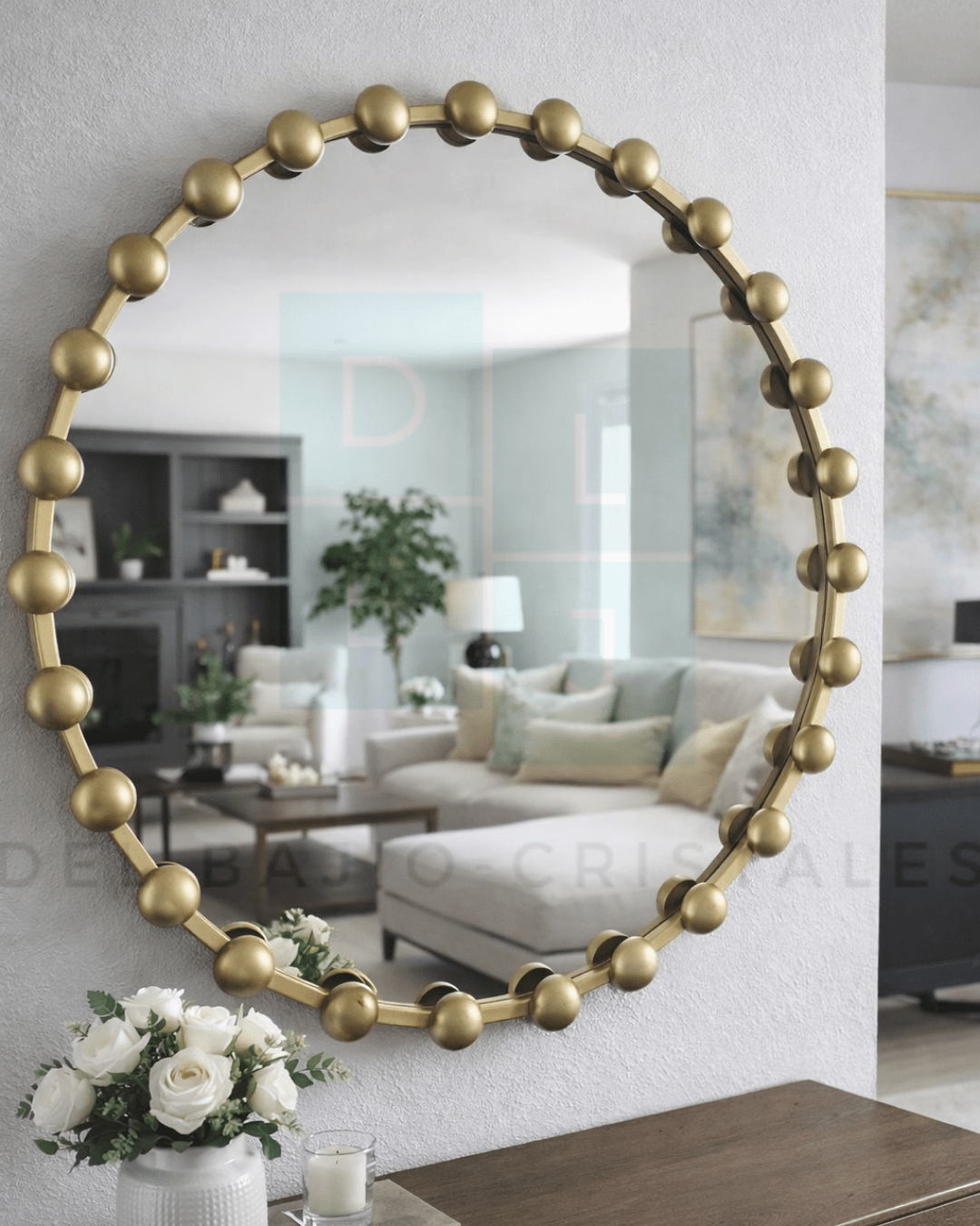 Espejo Circular Marco En Herreria Esferas 80cm de diametro