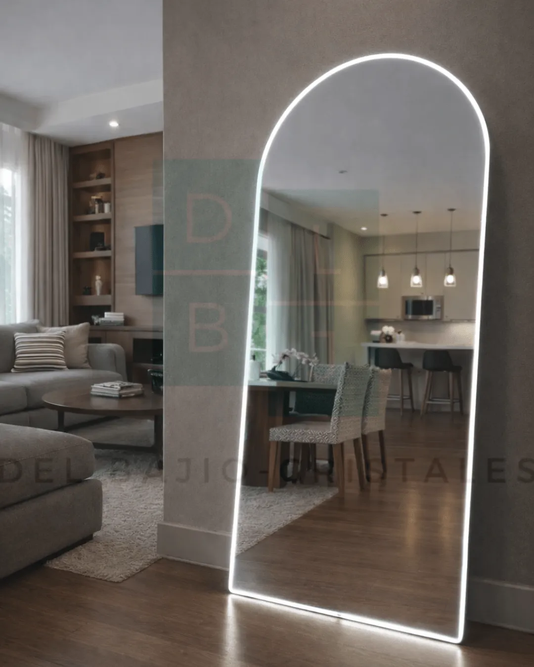 Espejo Arqueado Marco en Herrería 180cm x 80cm Con Luz Led Neón