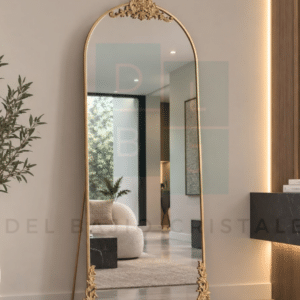 Espejo Arqueado Vintage Marco En Herrería 180cm x 80cm con pie de apoyo