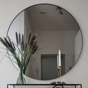 Espejo Circular Marco En Herrería Al Ras 120cm De Diámetro