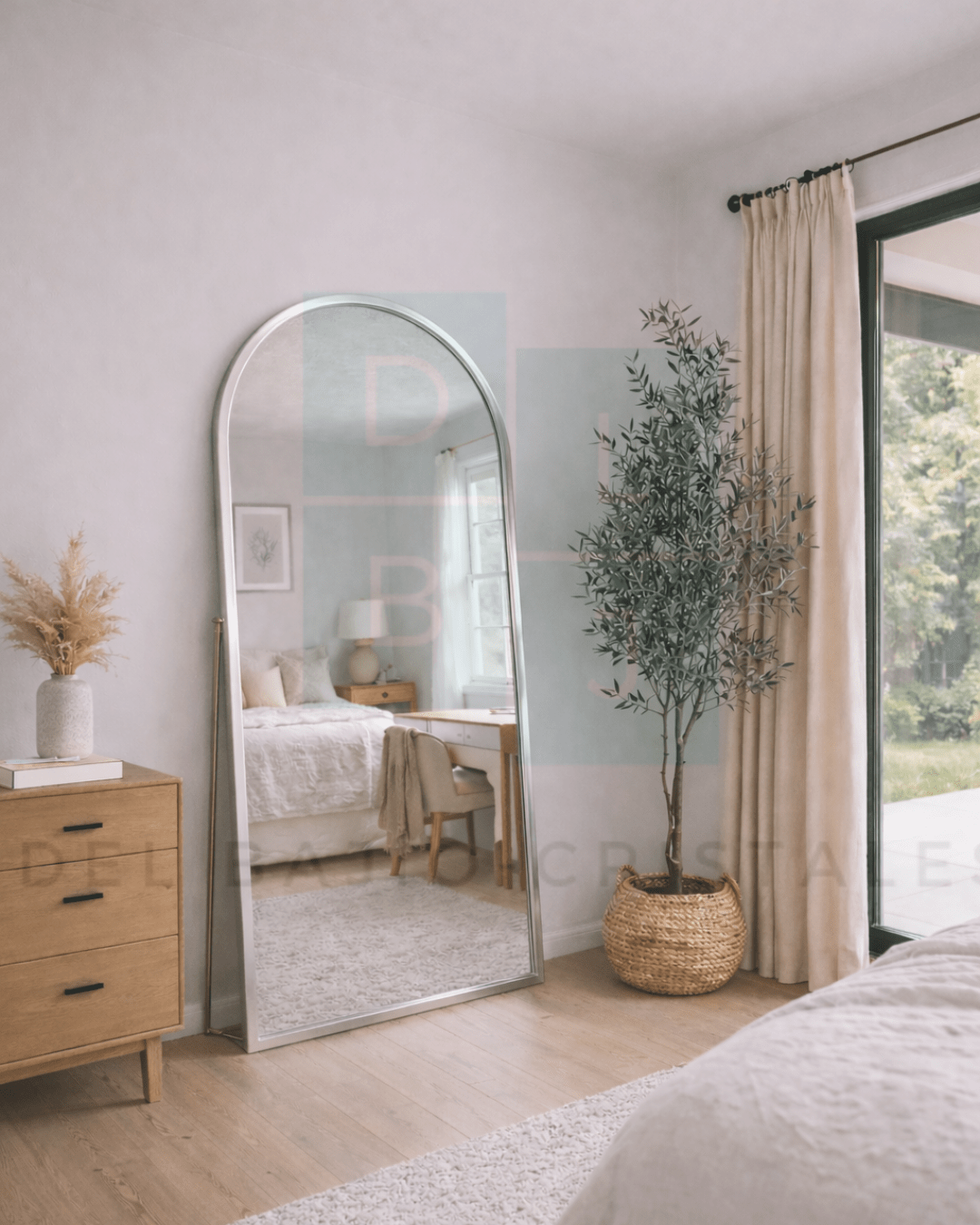 Espejo Arqueado Cuerpo Completo Marco En Herrería 180cm x 80cm Con Pie De Apoyo