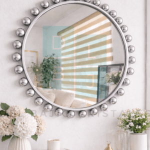 Espejo Circular Marco En Herrería Esferas Decorativas 100cm de diametro