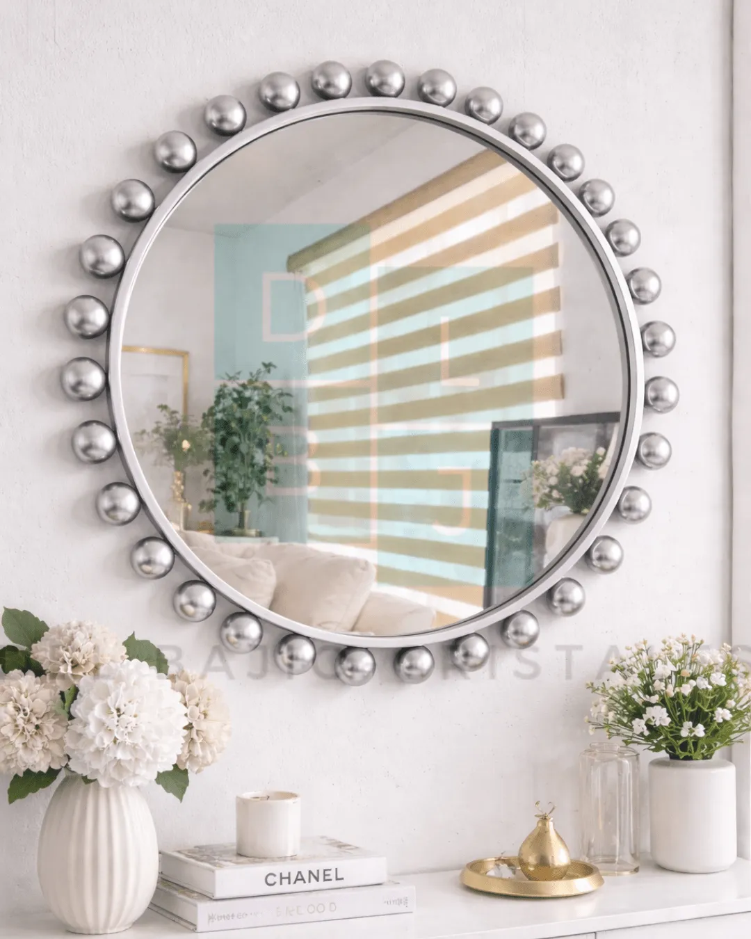 Espejo Circular Marco En Herrería Esferas Decorativas 100cm de diametro