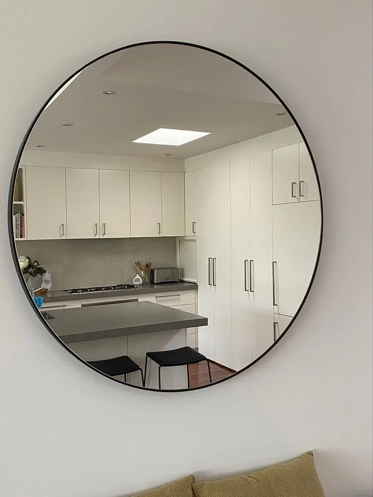 Espejo Circular Marco En Herrería Al Ras 110cm De Diámetro