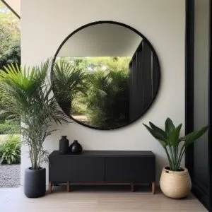 Espejo redondo con marco fino de herrería de 140cm - estilo minimalista para decoración de interiores