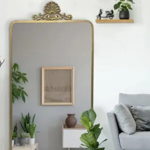 Espejo rectangular vintage con marco de herrería negra, 180cm x 90cm, diseño elegante para decoración de interiores