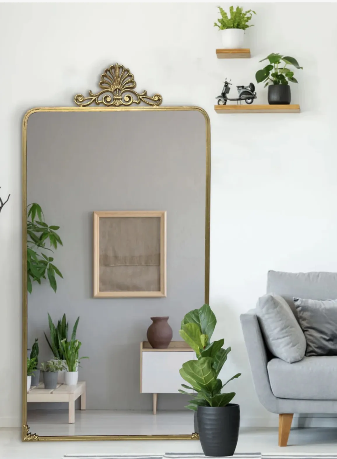 Espejo rectangular vintage con marco de herrería negra, 180cm x 90cm, diseño elegante para decoración de interiores