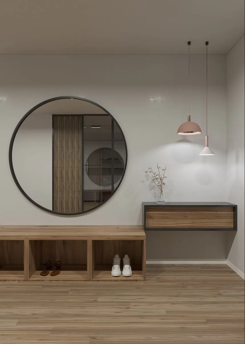 Marco de herrería negra para espejo circular, diseño artesanal, 140cm de diámetro, decoración contemporánea.